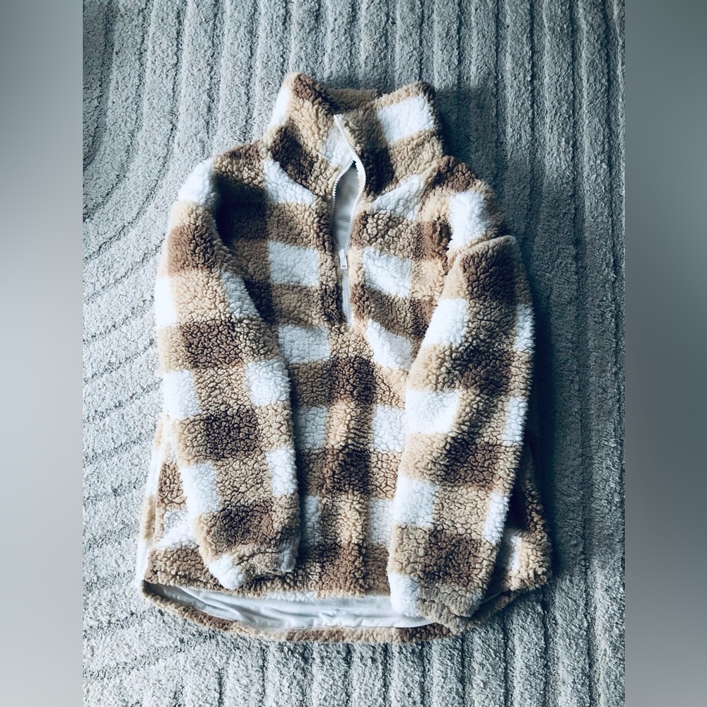 Dip fleece checkered pullover